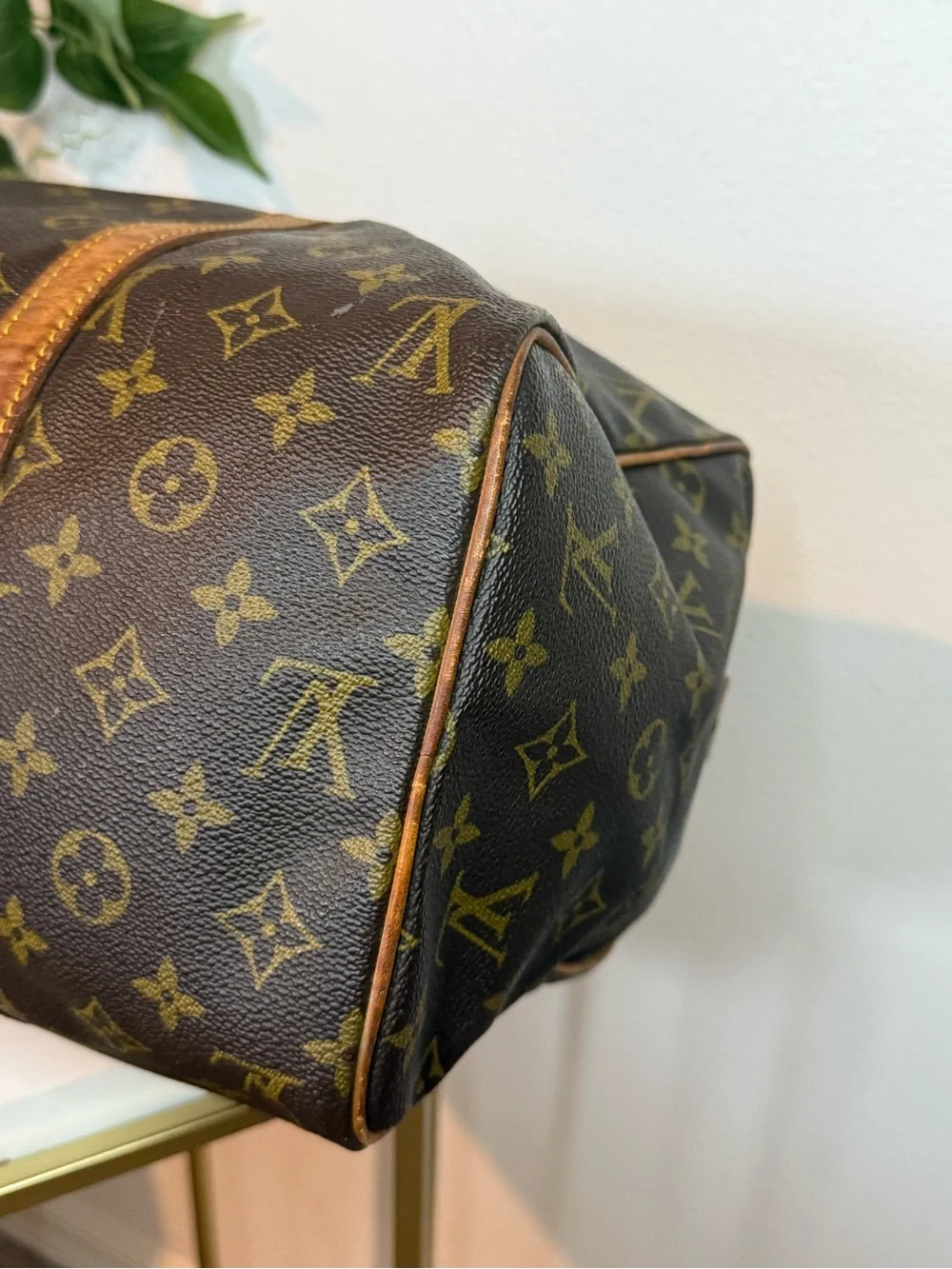 Louis Vuitton Brown Monogram Canvas Duffel with Tan Leather Trim